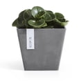thumbnail image 4 of Ecopots Rotterdam Durable Modern Square Indoor/Outdoor Recycled Based Composite Flower Planter, Grey, 8", 4 of 4