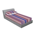 thumbnail image 2 of Ambesonne Abstract Fitted Sheet & Pillow Sham Set, Gradient Color Stripes, Twin, Violet Blue Salmon, 2 of 2