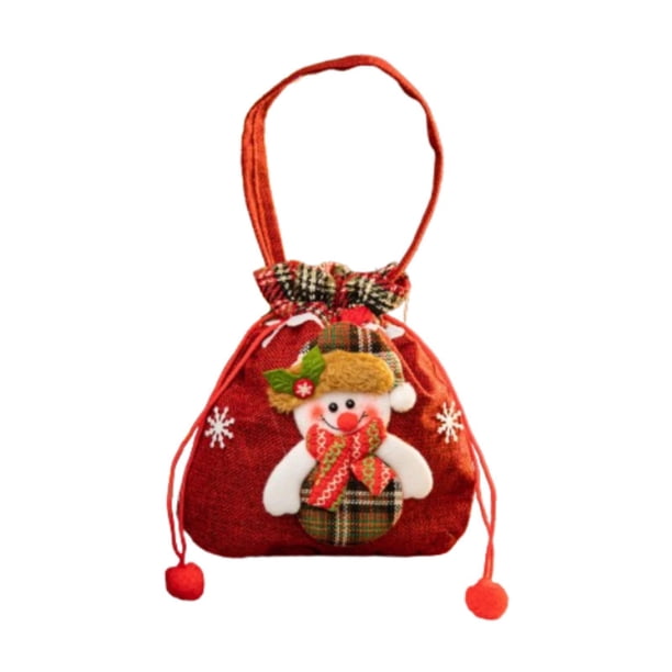 Bolsa de regalo de Navidad, bolsa de regalo con cordón, portátil, reutilizable, bonita, para fiestas de Navidad, bolso de mano, decoración navideña Muñeco de nieve