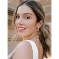 thumbnail image 3 of CFIOZYOS 14K Gold Plated Long Pearl Drop Dangle Earrings for Women, Tassel Chain Wedding Bridal Earrings for Brides Bridesmaids, Prom Jewelry Gifts, 3 of 14