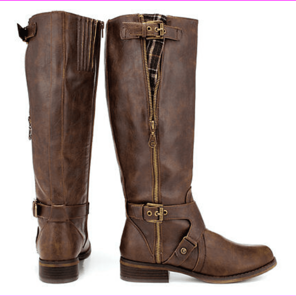 G by Guess Hertlez Medium Brown Leather Fashion Knee-High Boots SIZE 6 