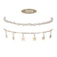 thumbnail image 4 of Minnieouse 2 Pieces Anklets Star Flexible Aesthetic Adjustable Hanging Handmade Pendent Bracelets Jewelry for Women Beach Party Type1 NO1, 4 of 6