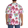 thumbnail image 3 of Pofeuu Watercolor Flowers Print Mens Casual Short Sleeve Shirts Beach Summer Spread Collar Pocket Tops Men's Casual Short-sleeved Shirt-4X-Large, 3 of 5