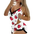 thumbnail image 6 of Valentine's Day Pajamas Sets for Women Casual Cute Heart Print Vests Shorts Loose Comfortable 2 Piece Set Womens sleepwear White S, 6 of 8