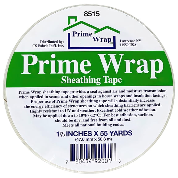 Prime Wrap 1 7/8-Inch x 55-Yard White Sheathing Tape, Item: PRTAPE 17855