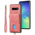 thumbnail image 4 of Nalacover for Samsung S10, Slim Case Wallet with Credit Card Holder, Back Flip Premium Leather Magnetic Clasp Kickstand Wirst Hand Strap Shockproof Cover for Samsung Galaxy S10, Pink, 4 of 7
