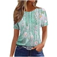 thumbnail image 2 of Dolkfu Crew Neck Summer Tops for Women Green Short Sleeve Tops Floral Stylish T-Shirts Women'S Blouses, 2 of 5