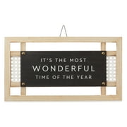Holiday Time Most Wonderful Time Christmas Hanging Sign Decoration, 16.5"