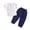 Navy Blue, variant on Kkkded Boys Girls Solid Color Cotton Linen Pants Two-Piece Set for Kids Baby Spring Summer Short-Sleeved Solid Colour Tops Set 12 Months - 8 Years