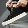 thumbnail image 5 of Platform Running Shoes foe Men Vintage Suede Flat Lace Up Skate Shoes Casual Non Slip Lightweight Sneakers Black Size 8.5, 5 of 8