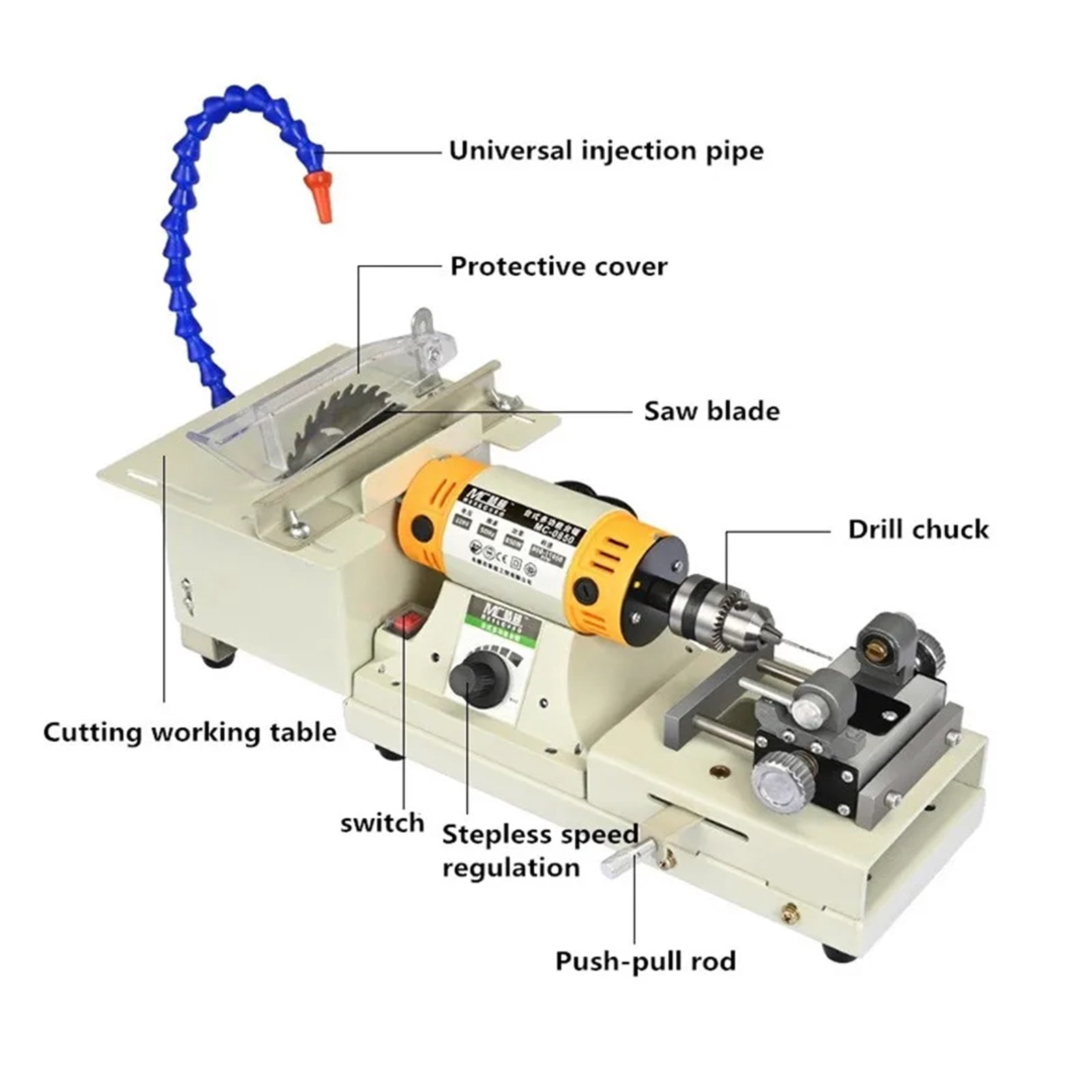 750W 5 IN 1 Multifunctional Desktop Polishing Machine, Jade Carving Grinding Cutting Machine Round Bead Punching Machine ,Powerhouse Performance