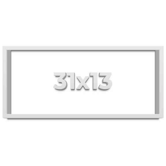 31x13 Shadow Box Frame White | 1 Inches Deep Real Wood Contemporary Shadowbox Display Frame | UV