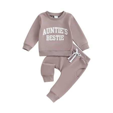 

Qtinghua Infant Toddler Baby Girls Fall Outfits Letters Print Long Sleeve Sweatshirt with Elastic Waist Sweatpants Clothes Purple 0-6 Months
