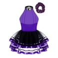 thumbnail image 2 of Miutii Kids Girls Sequin Ballet Tutu Leotard Dress with Hair Tie Ballerina Modern Jazz Dance Performance Costume Purple 16, 2 of 6