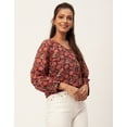 thumbnail image 3 of Moomaya Printed V-Neck Tops For Women, 3/4Th Sleeve Sheer Summer Tunic Shirt, 3 of 9