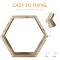 thumbnail image 3 of 3pcs Natural Wood Hexagonal Floating Shelves Creative Wall Mounted Home Decor, 3 of 8