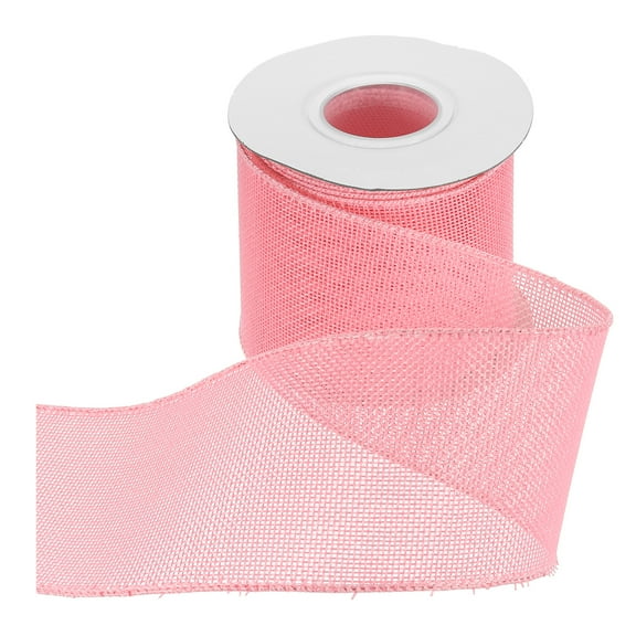 Uxcell Burlap Wired Ribbon 3" x 10 Yard Wired Edge Ribbon Woven Strap, Pink