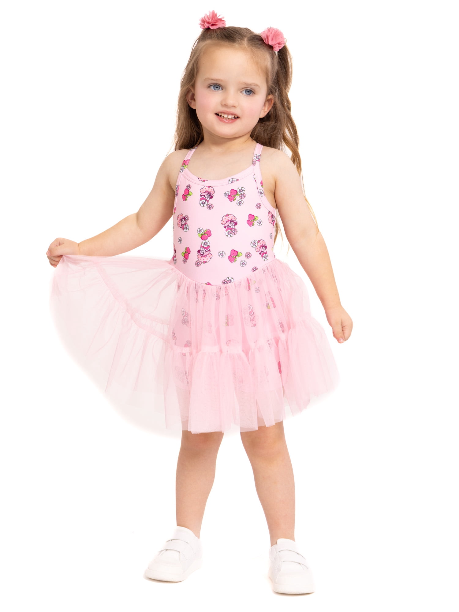 Strawberry Shortcake Toddler Girls' Sleeveless Romper with Tulle Skirt, Sizes 12M-5T