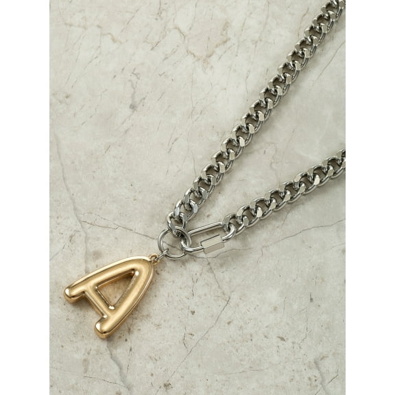 No Boundaries Mixed Metal Initial Bubble Letter A Necklace, 1-Piece, Women’s