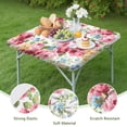 thumbnail image 4 of Pioneer Flower Floral Print Pattern Square Fitted Tablecloth with Elastic Edge,Square Table Cover,Washable Elastic Table Cover for Home Kitchen Party Decor 34"x34", 4 of 6