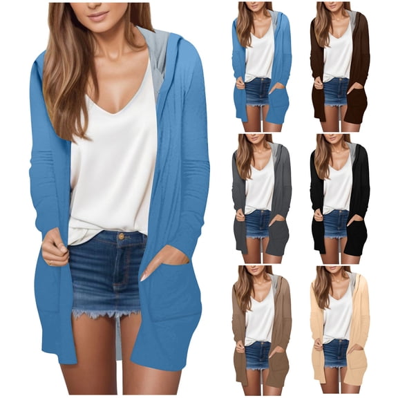 LVHAOGJOB Womens Long Sleeve Jackets Hooded Full Zipper Lightweight Coats for Ladies with Pockets