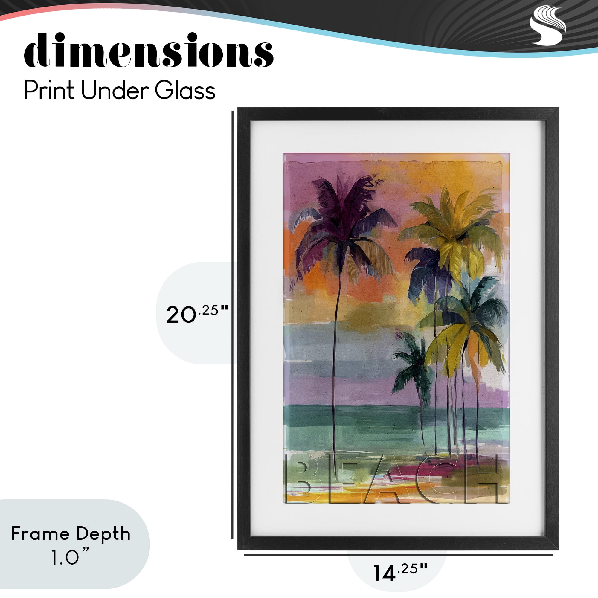 Stupell Industries Crayon Beach at Sunset Black Framed Print Under Glass, design by Annabelle Hall