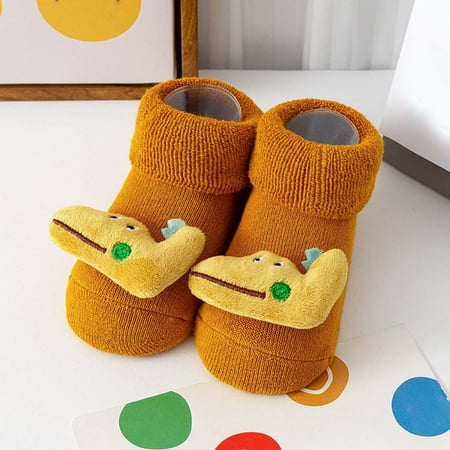 

TOWED22 Christmas Slippers For Kids Autumn And Winter Comfortable Baby Toddler Shoes Cute Cartoon Dinosaur Children Cotton Warm Yellow