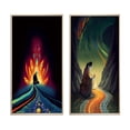 thumbnail image 2 of Designart "Native Elder Meditation Connecting with Ancestors I" Meditation Framed Wall Art Set Of 2 - Traditional Pink Frame Gallery Set For Office Decor, 2 of 6