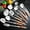 Brushed (9-pcs set ), variant on 18/10 Stainless Steel Kitchen Utensils Set with Wooden Handle, 6 PCS Professional Cooking Utensils Set 15”, Wok Spatula, Ladle, Skimmer, Slotted Spatula Turner, Spaghetti Spoon, Large Spoon