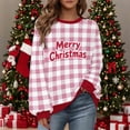 thumbnail image 2 of Yteetum Women's Christmas Crewneck Sweartshirts Oversize Merry Christmas Plaid Raglan Letter Print Fleece Pullover Hoodless Sweatshirt Top Womens Round Neck Xmas Holiday Sweatshirt Fall Clothes, 2 of 9