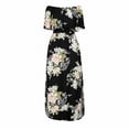 thumbnail image 6 of Stamzod Boho Dresses for Women Summer Short Sleeve Off Shoulder Ruffle Maxi Dress Floral Wedding Guest Dresses with Pocket Black-3 XL, 6 of 6
