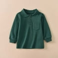 thumbnail image 2 of Rggeeun Kids Boy's Tshirts Solid Color Turndown Collar Long Sleeve Top Shirt For Spring Season Schoolday Daily Wearing,Green,7-8 Years, 2 of 9