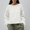 thumbnail image 6 of Women's Open Back Sweater Long Sleeve Crewneck Solid Knit Pullover Top with Tie White L, 6 of 6