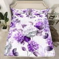 thumbnail image 2 of YST Chic Floral Bed Sheets Set for Girls Women Hydrangea Flower King Sheet Set, Purple Ombre Sheets Gradient Oil Painting Bed Set, Vintage Watercolor Flat Sheet, 2 of 5