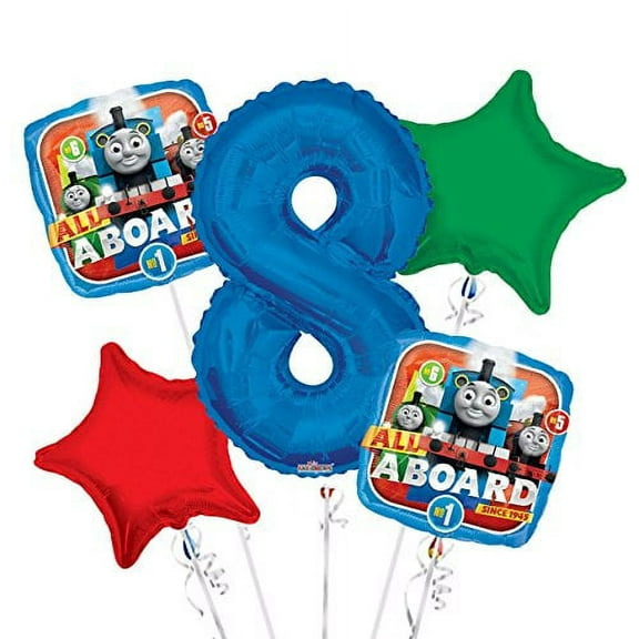 Thomas the Tank Balloon Bouquet 8th Birthday 5 pcs - Party Supplies