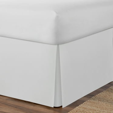 Luxury Hotel Microfiber Tailored Style Bed Skirt with Classic 14 Inch Drop Length, Queen, White