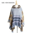 thumbnail image 2 of Women's Plaid Hooded Cape Shawl Blanket Poncho Hoodie Cape Shawl with Tassels - Gray, 2 of 5