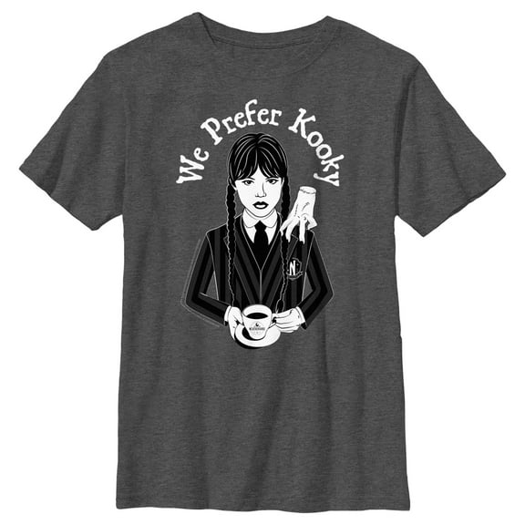 Boy's Wednesday We Prefer Kooky  Graphic Tee Charcoal Heather X Large