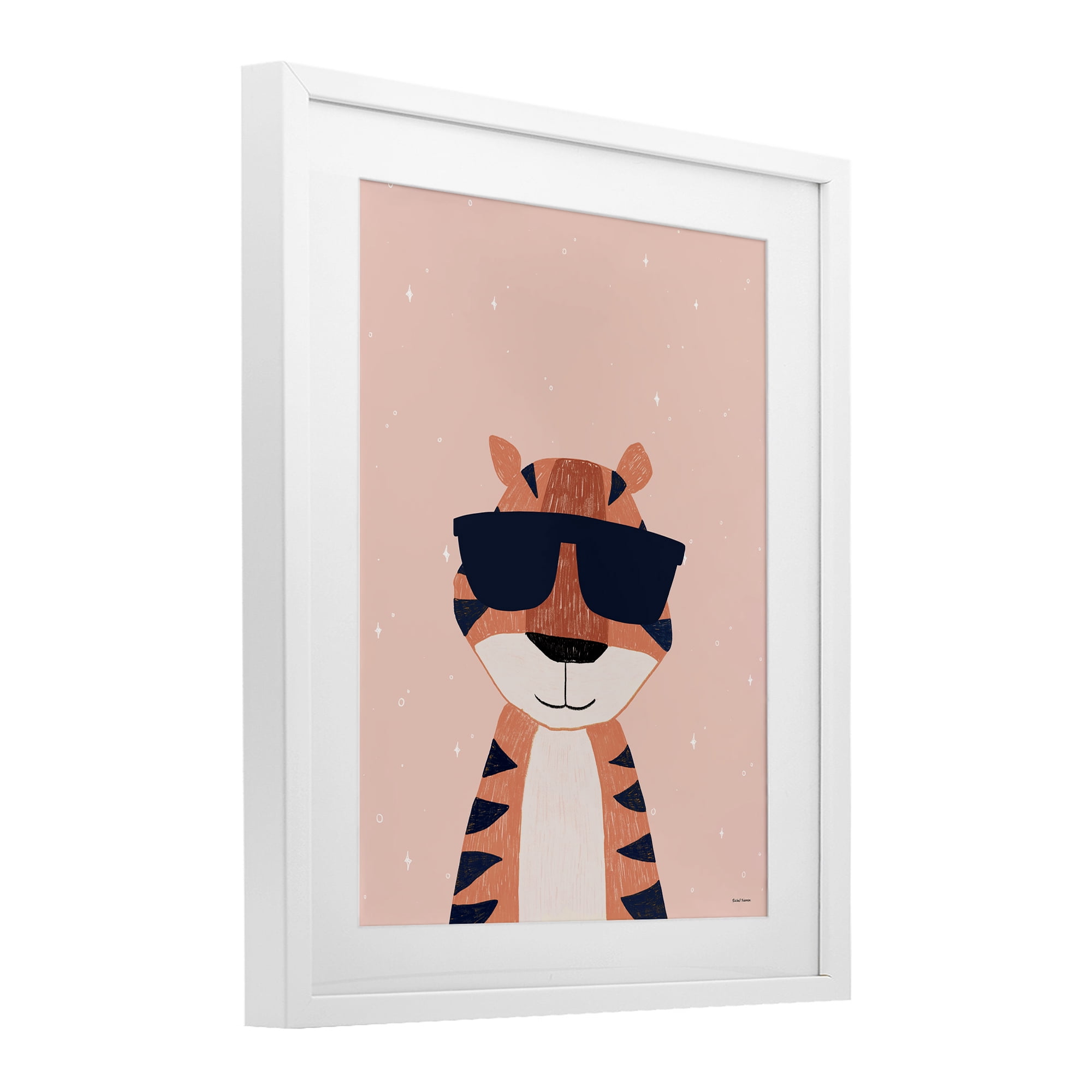 Stupell Industries Cool Tiger in Sunglasses White Framed Print Under Glass, design by Rachel Nieman