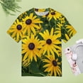thumbnail image 4 of Bright Yellow Floral Print Womens Tops Women's Fashion Casual Short Sleeve Flower Print Round Neck Pullover Top Blouse, 4 of 6