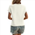 thumbnail image 2 of Tops de Verano para Mujer, Moda Informal, Color Sólido, Cuello Redondo, Encaje, Corta, Blusas Clásicas de Calle, , Talla S, 2 of 7