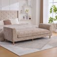 thumbnail image 5 of Chic Chenille Floral Print Chaise Lounge with Rubberwood Legs and Comfort Foam Cushion 83.1 Inch Stylish Addition for Any Apartment, 5 of 12