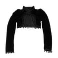thumbnail image 2 of APEXFWDT Women's Vintage Cropped Shrug Open Front Long Sleeve Fringe Bolero Cardigan Stand Collar Bolero Shrug Crop Cardigan, 2 of 7