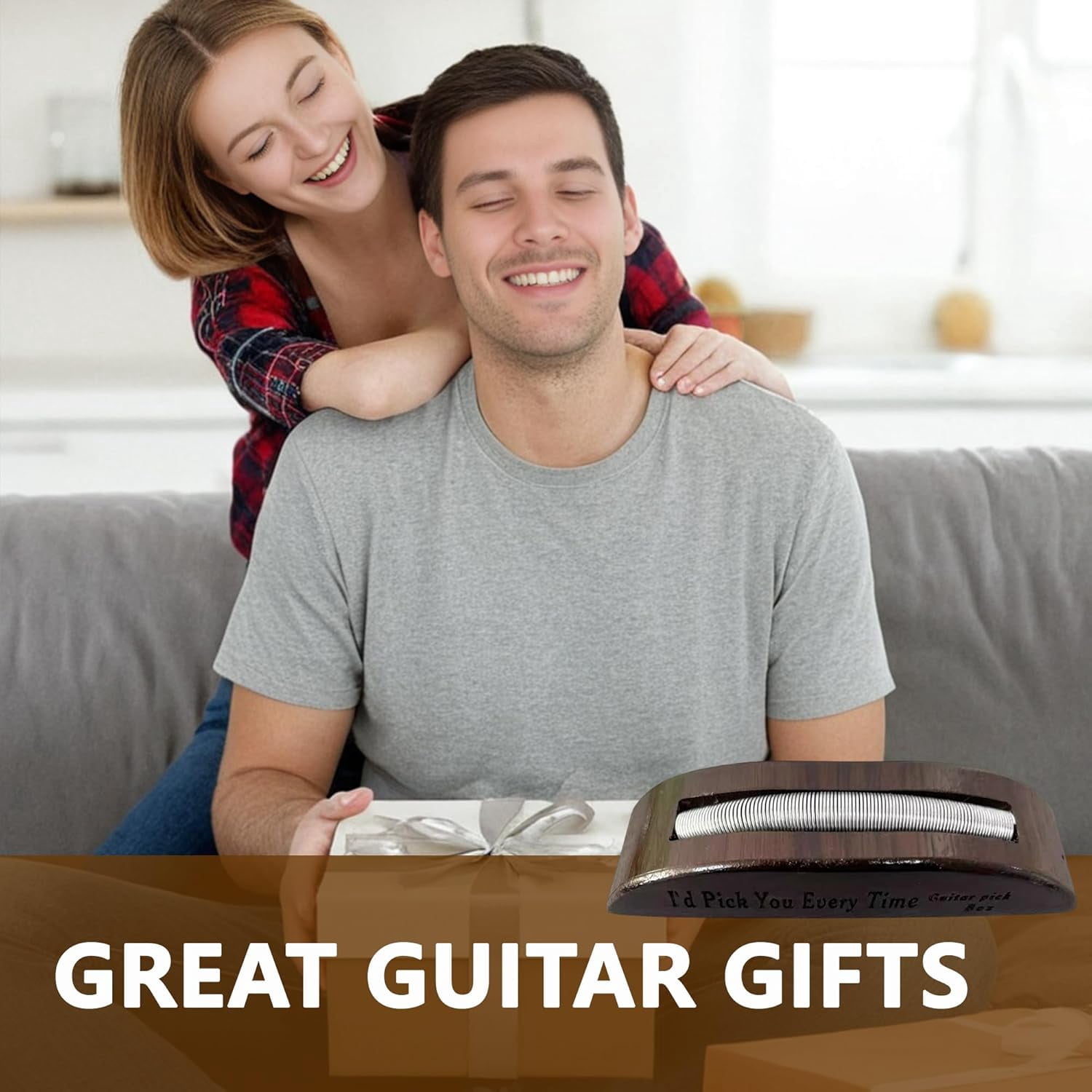 Wooden Guitar Pick Holder: Guitar Pick Display Case Holder, Guitar Pick Stand, Exquisite Guitar Accessories Guitar and Bass Gift, 6.69 * 1.77 * 1.97 inch Organizers (Dark Brown)