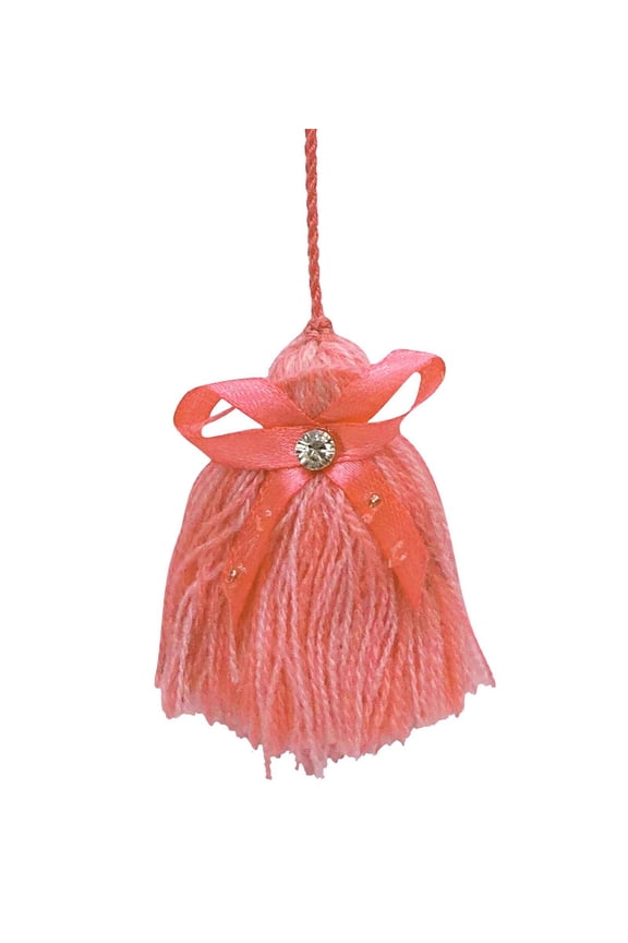 IBA Indianbeautifulart Decorative Pom Pom Keyrings Dark Peach Orange Salwar Kameez Accessories For Women