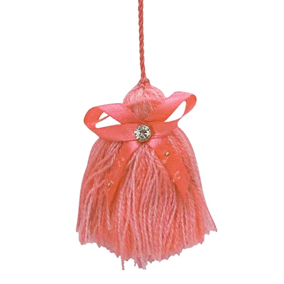 IBA Indianbeautifulart Decorative Pom Pom Keyrings Dark Peach Orange Salwar Kameez Accessories For Women