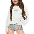 thumbnail image 2 of SGMVNU Girls Casual Long Sleeve Sweatshirt 13-14 Years Fashion Oversized Sweatshirt Letter Graphic Kids Crew Neck Cute Pullover Relaxed Fit Tops White, 2 of 7