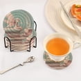 thumbnail image 5 of Haosy Set of 6 Drink Woven Coaster with Holder Heat Resistant Non-Slip Bar Coasters 4 Inches Fairy on Book with Coffee, 5 of 7