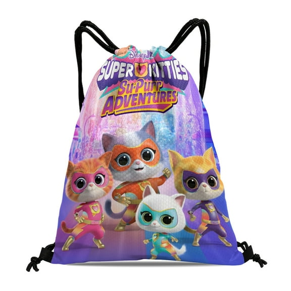 Superkitties Super Kitties-theme Drawstring Backpack Sports Gym Bag Water Resistant String Bag Cinch Bag，12‘’X16‘’（30X40cm）