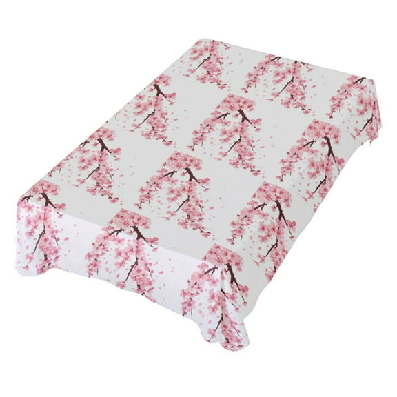 JSTEL Pink Cherry Blossom Flower Floral 6 Table Cloth Square 60 x 60 Inch Tablecloth Anti Wrinkle Table Cover for Dining Kitchen Parties
